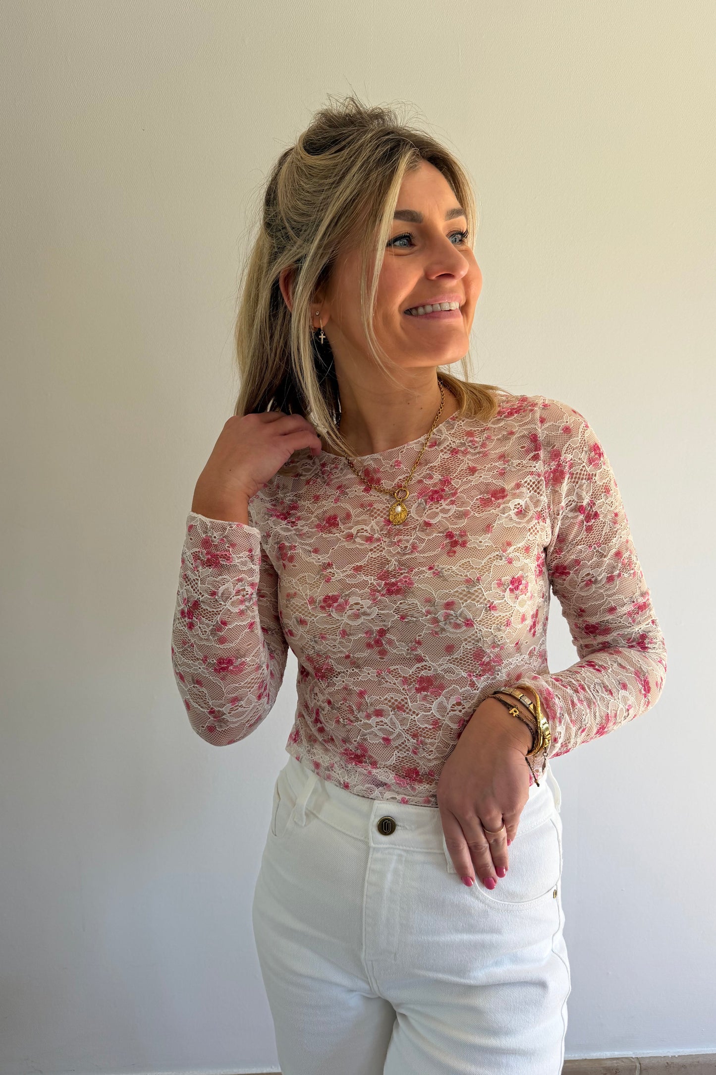 Ivar lace top Wit
