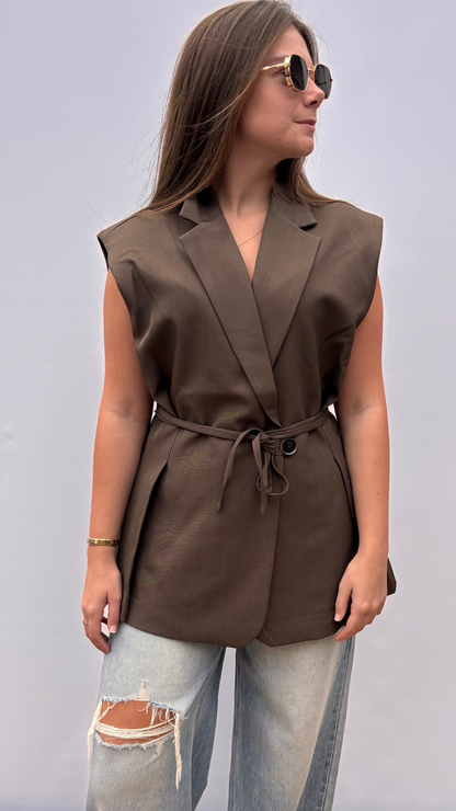 Sleeveless blazer brown