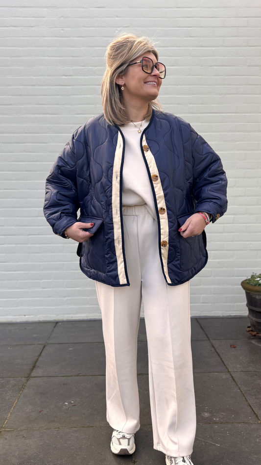 Blue jacket ecru trim