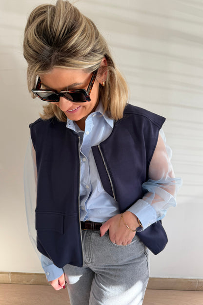 Navy Zip cardigan