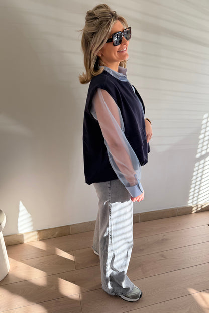 Navy Zip cardigan