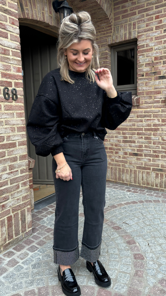 Grey jeans strass
