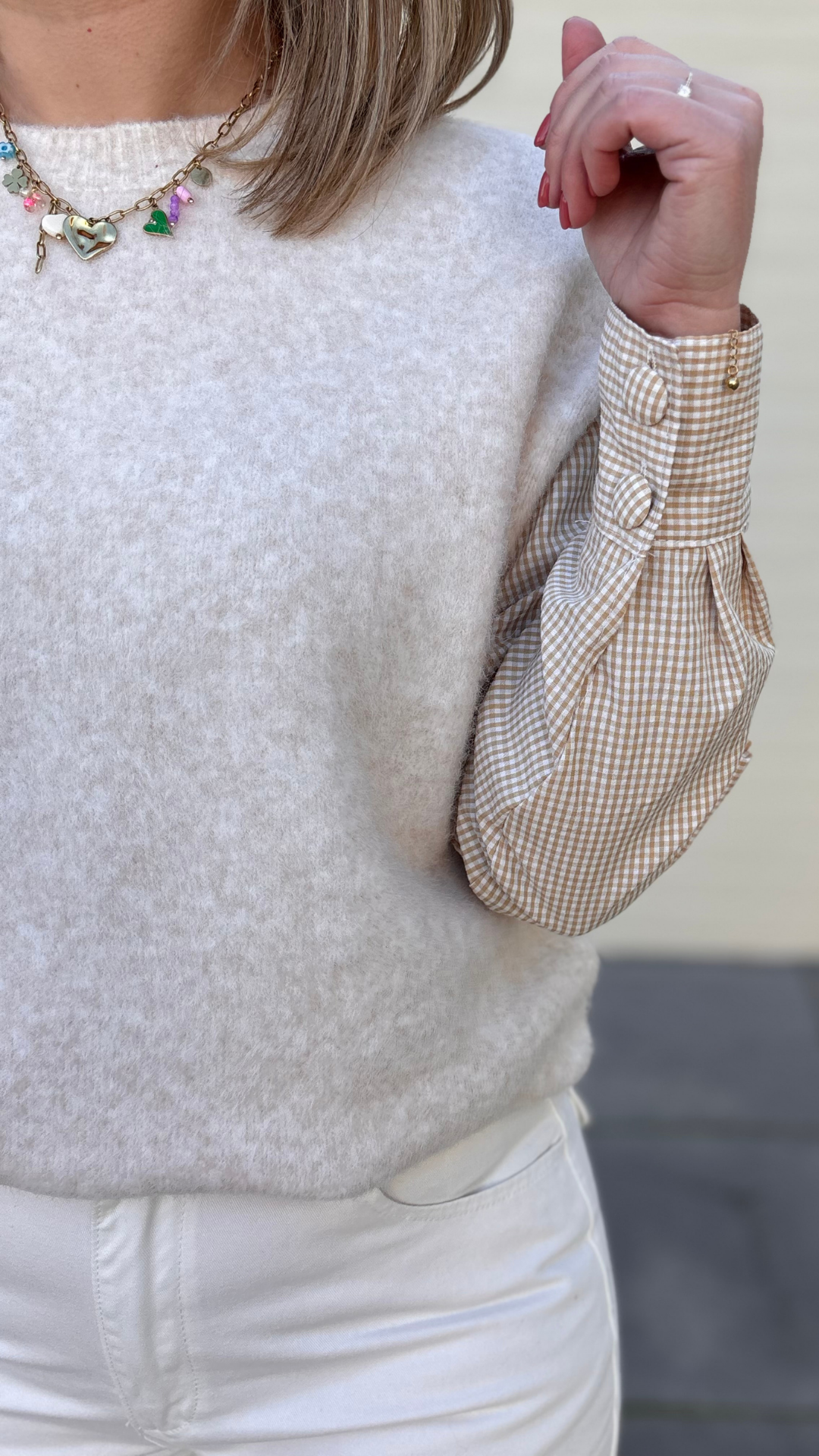Blouse knit beige