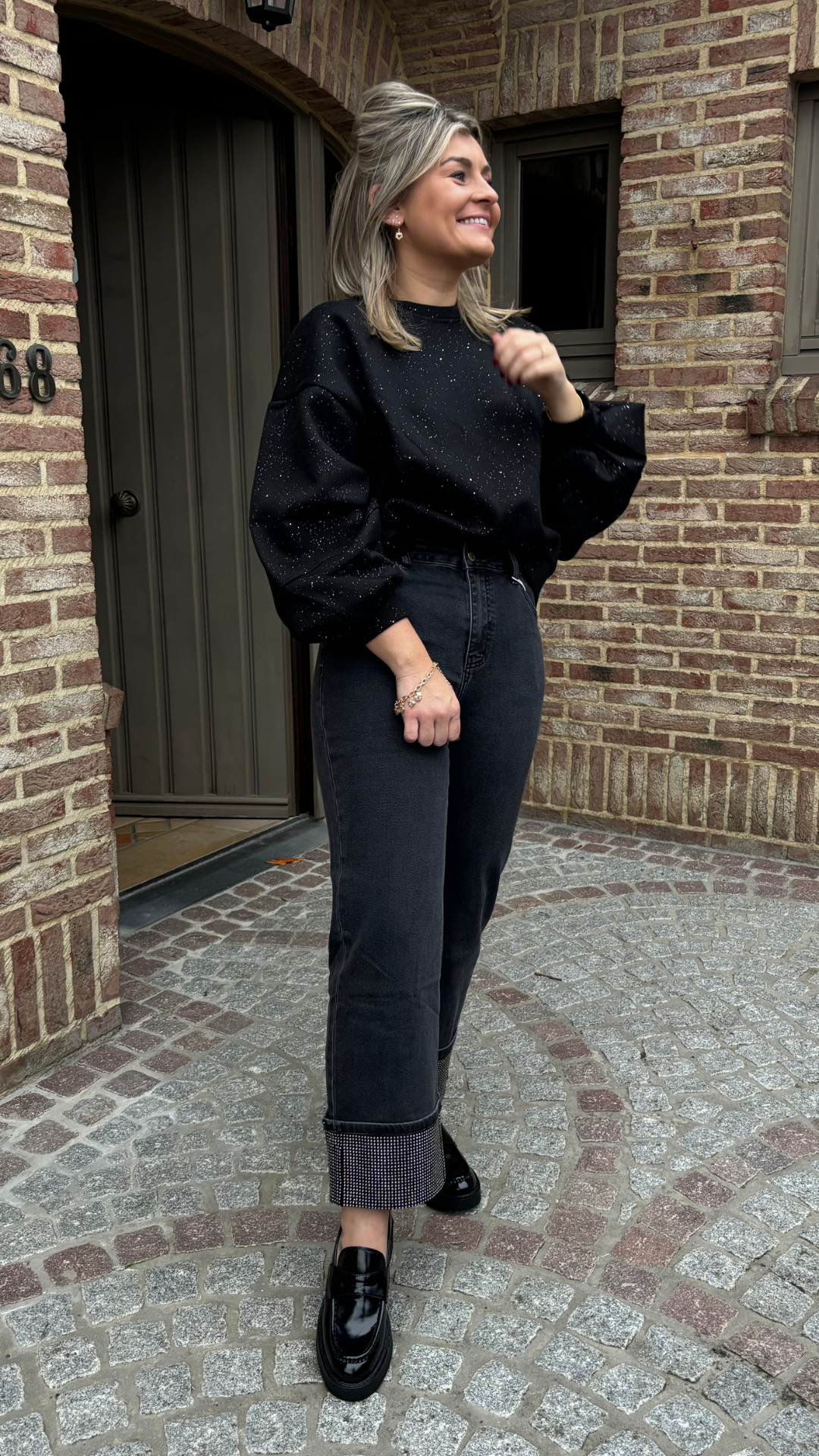Grey jeans strass
