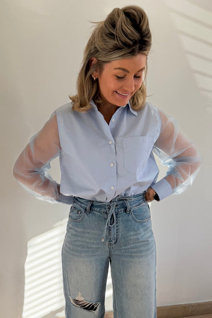 Organza sleeve blouse