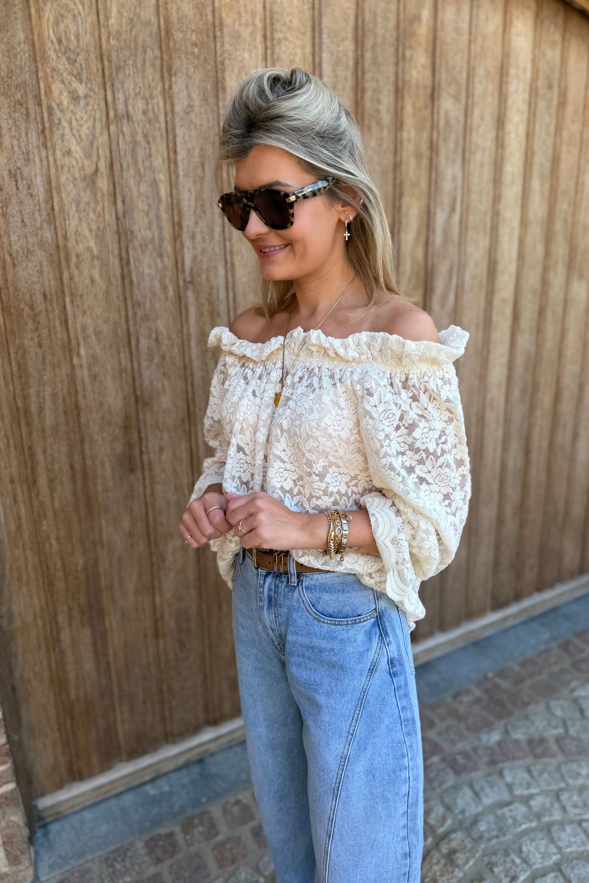 Lumi Lace top Ecru