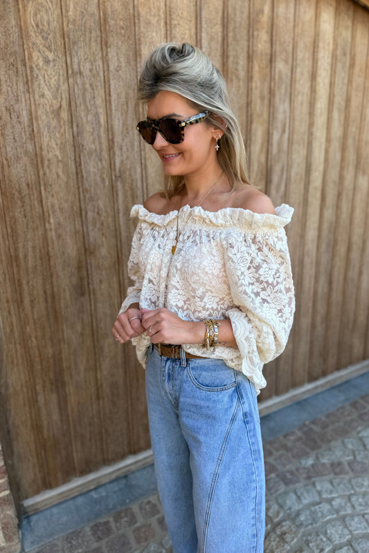 Lumi Lace top Ecru