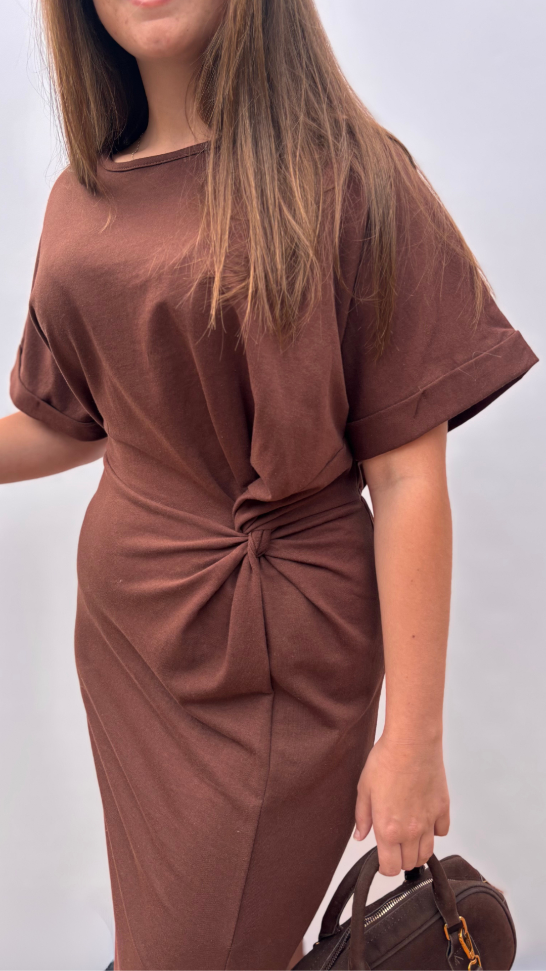 Knot T-shirt dress Brown