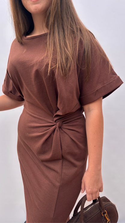 Knot T-shirt dress Brown