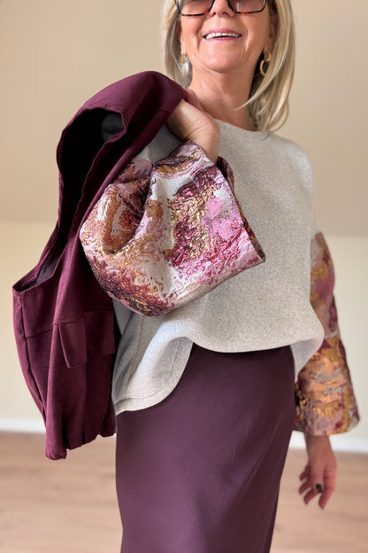 Jacquard Sleeve sweater (Grijs)