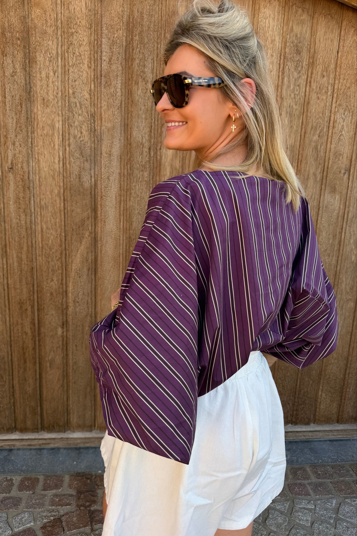 Isya gestreepte blouse bordeaux