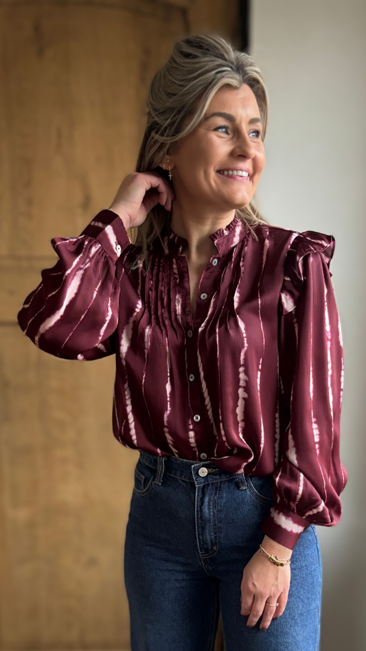 Burgundy satin blouse