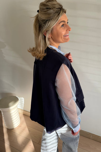 Navy Zip cardigan