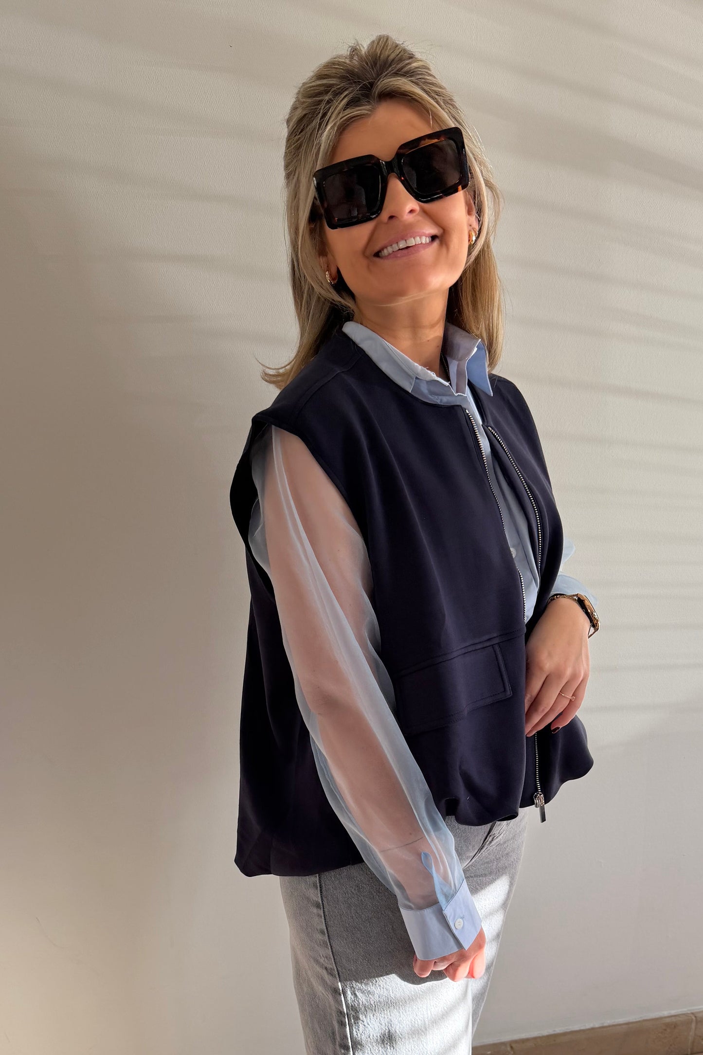 Organza sleeve blouse