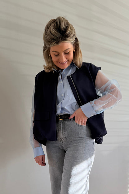 Navy Zip cardigan