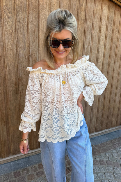 Lumi Lace top Ecru
