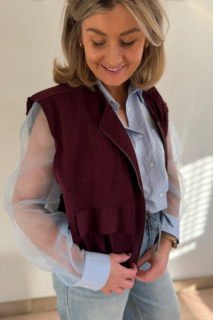 Burgundy daim vest