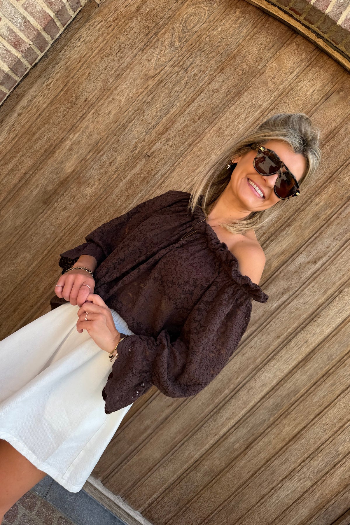 Lumi Lace top bruin