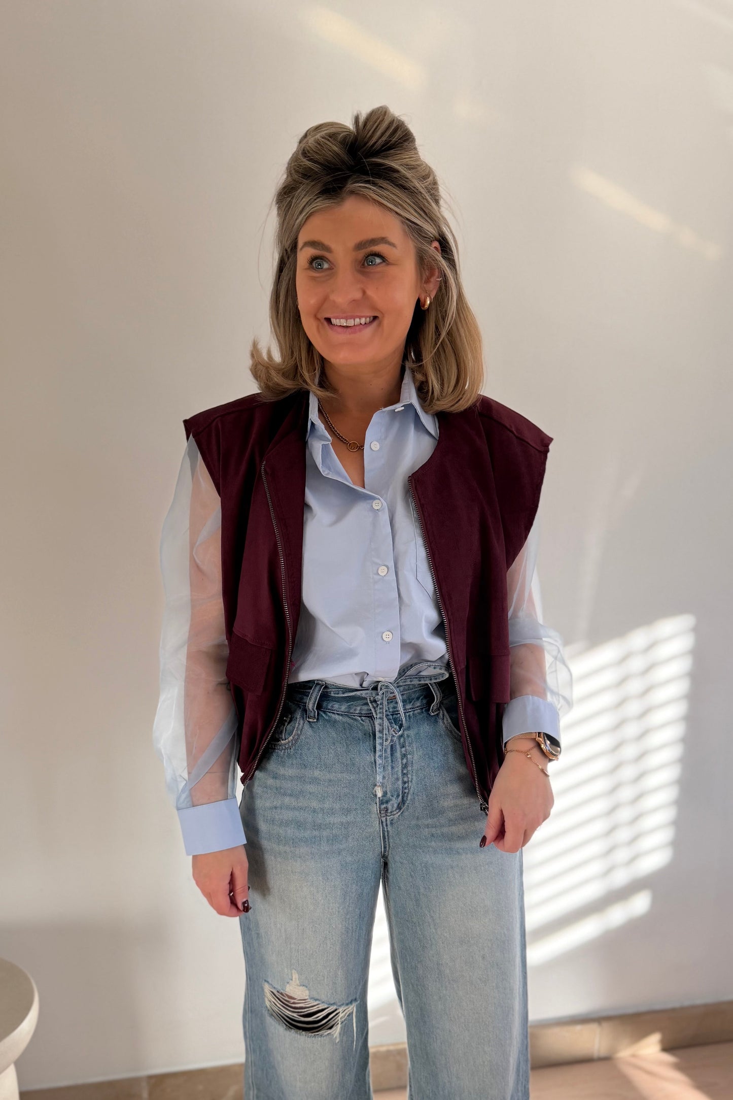 Burgundy daim vest