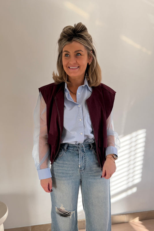 Burgundy daim vest