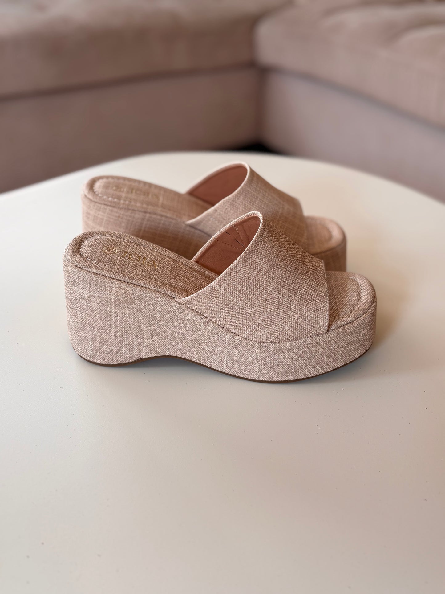 Linen Platform Mule