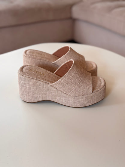 Linen Platform Mule