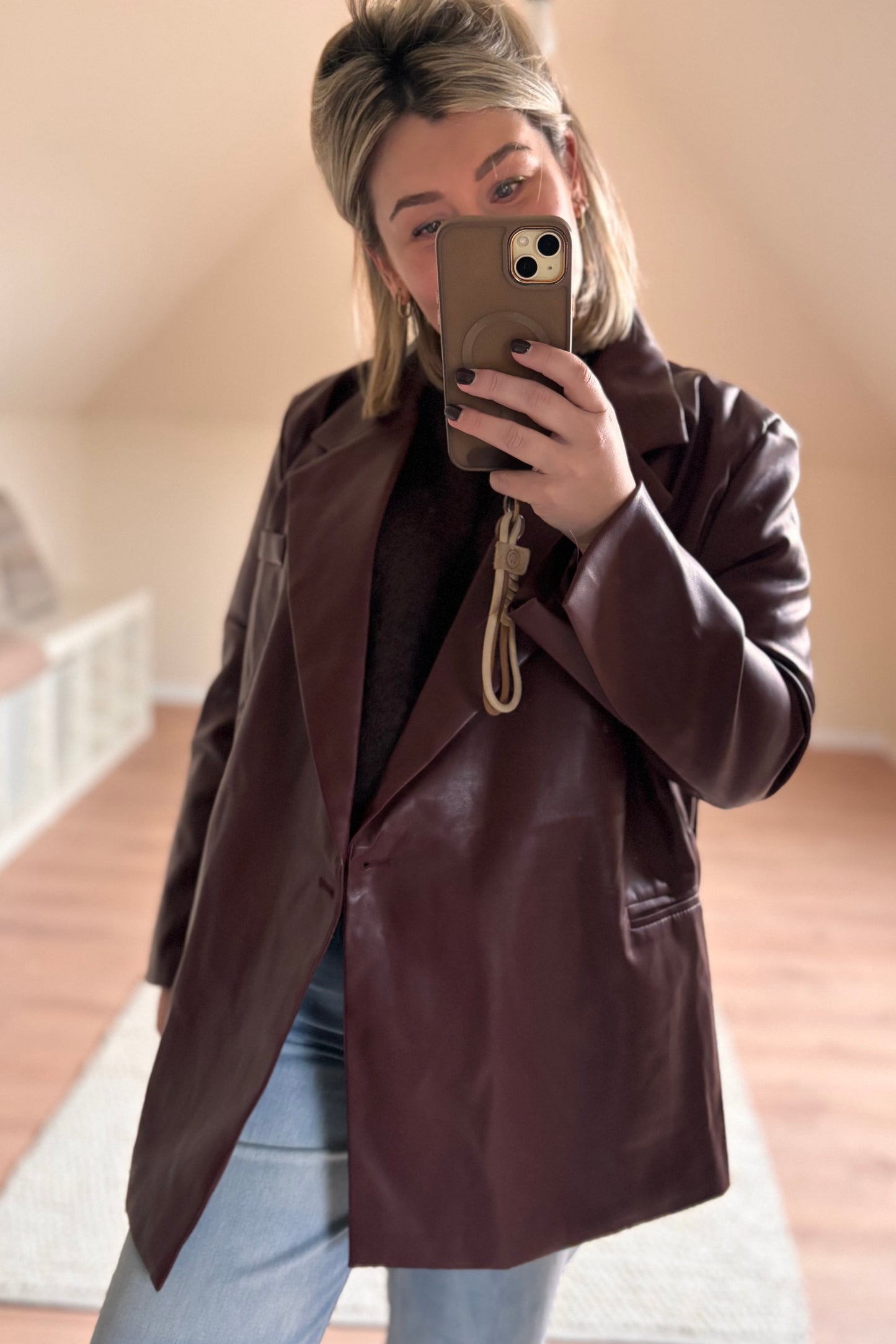 Burgundy leatherlook blazer