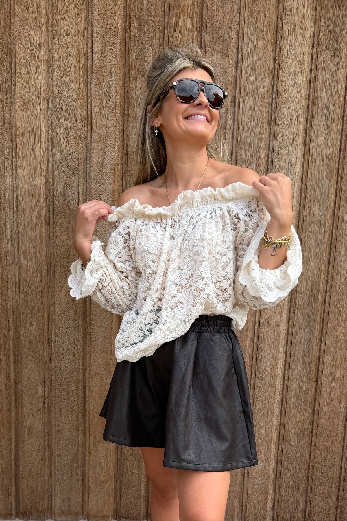Lumi Lace top Ecru