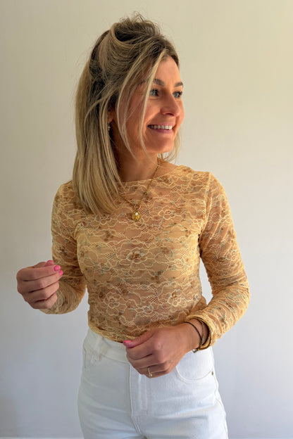 Ivar lace top Geel