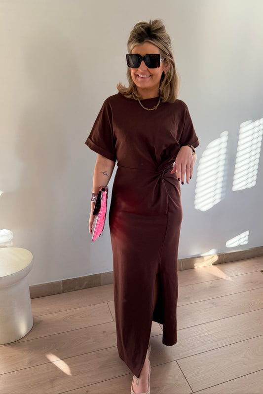 Knot T-shirt dress Brown
