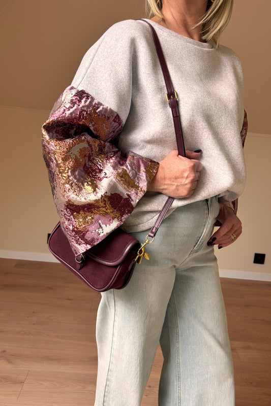 Jacquard Sleeve sweater (Grijs)