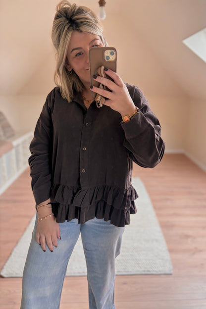 Ruffle Blouse (Donkerbruin)