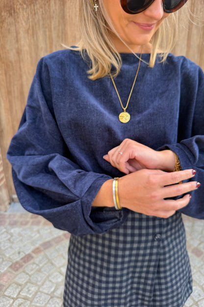 Velvet jeans blouse