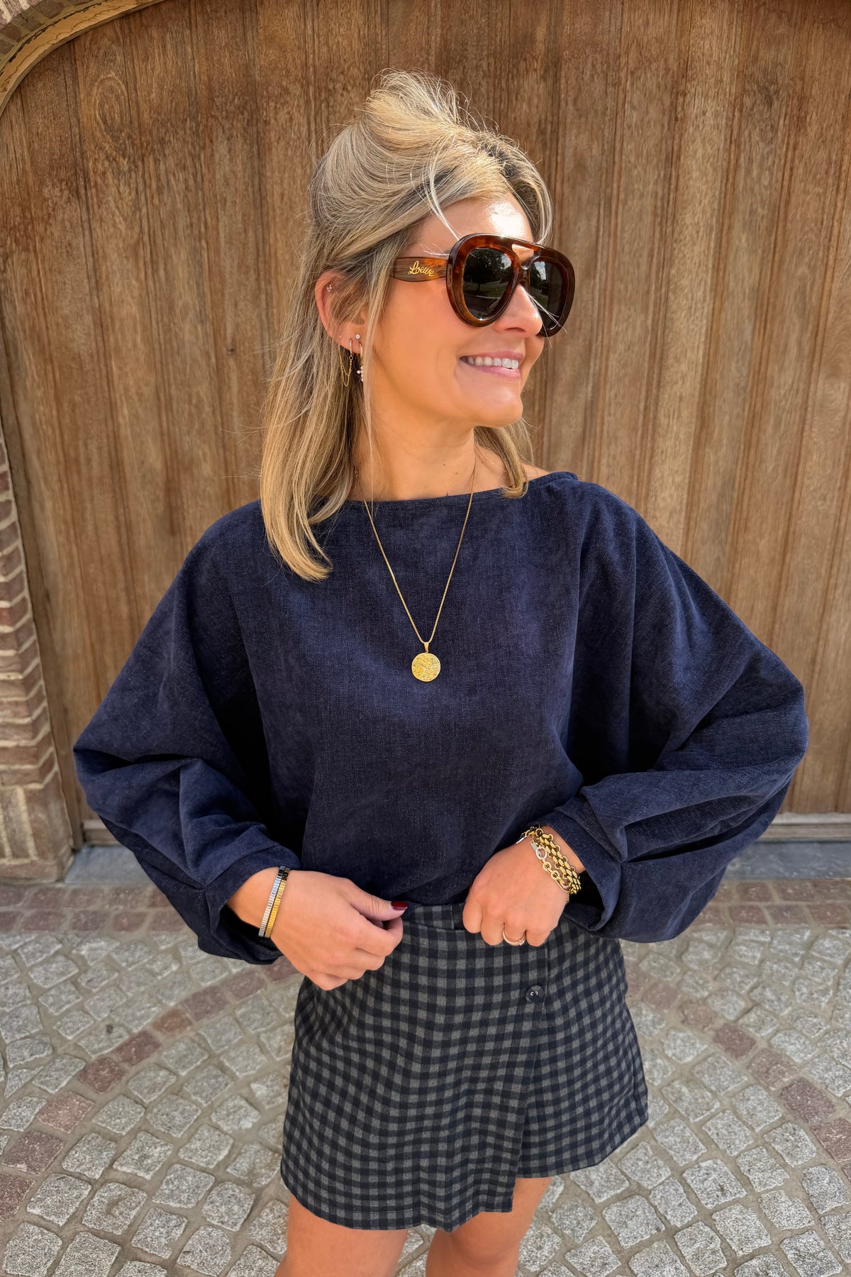 Velvet jeans blouse