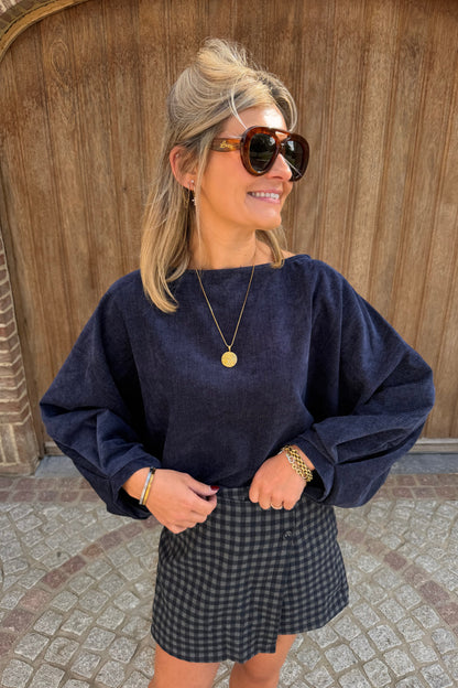Velvet jeans blouse