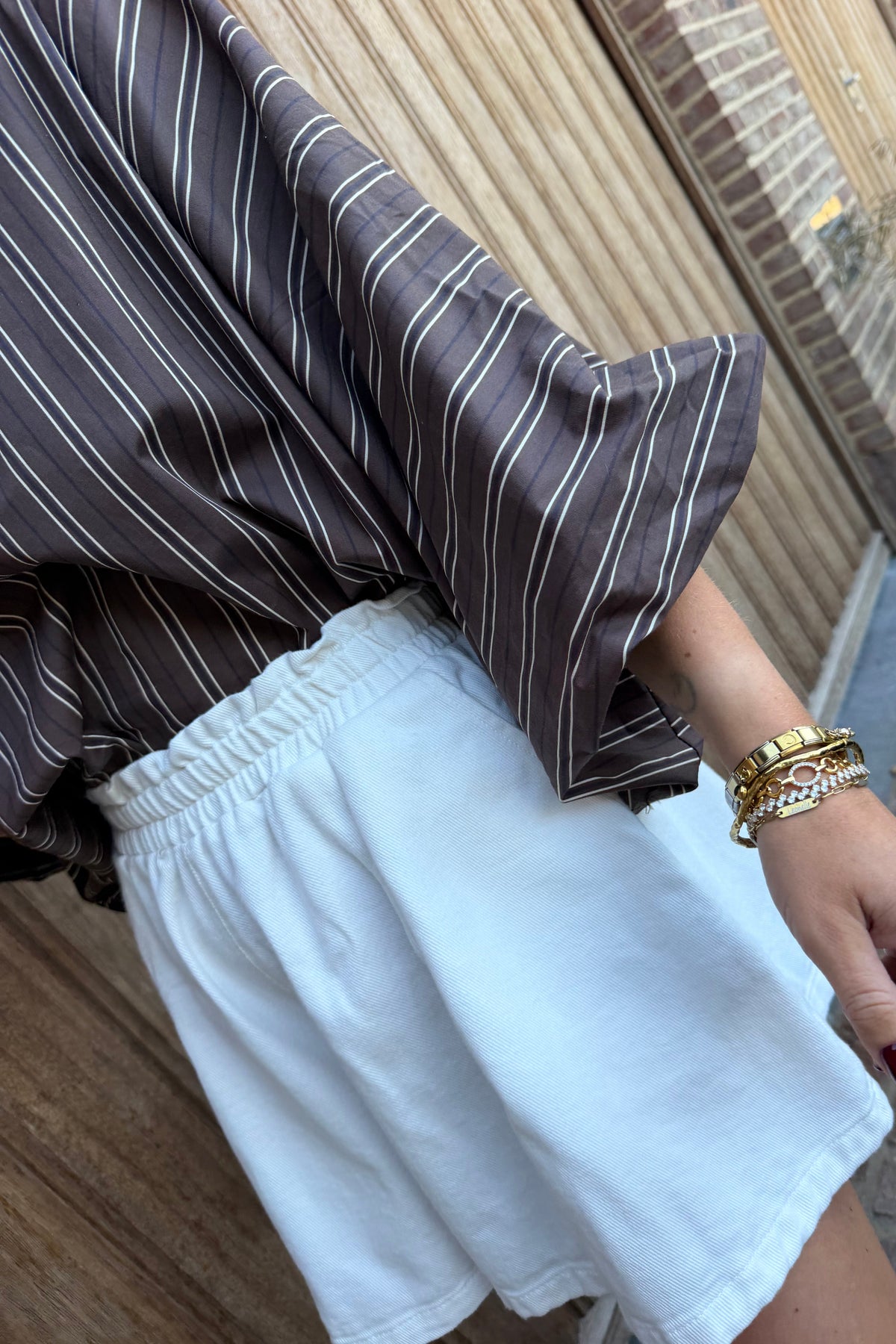 Isya gestreepte blouse bruin