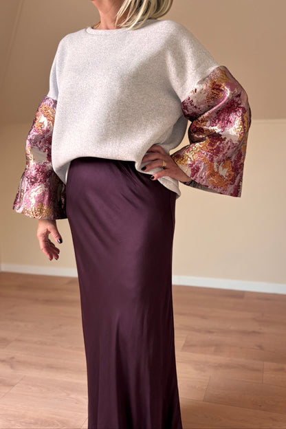 Jacquard Sleeve sweater (Grijs)