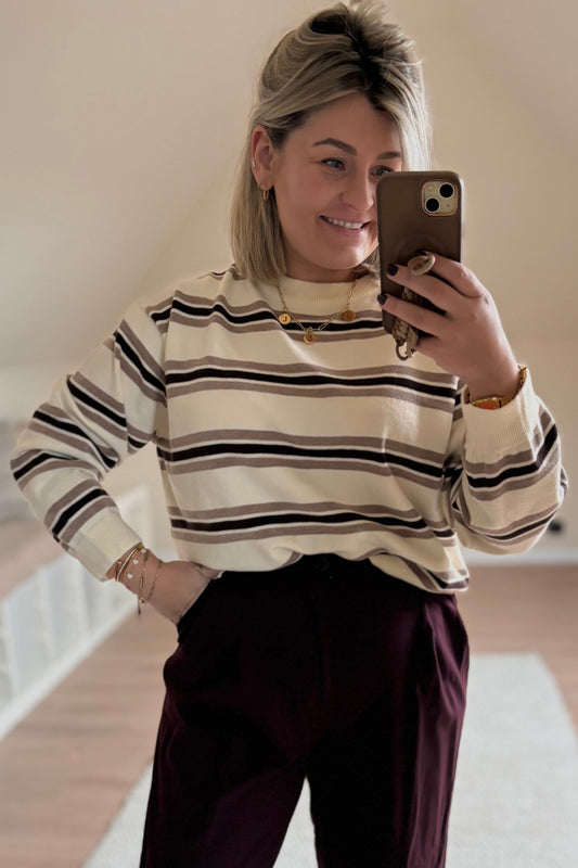 Striped knit (Ecru-Bruin)