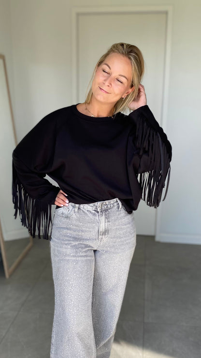 Black fringe sweater