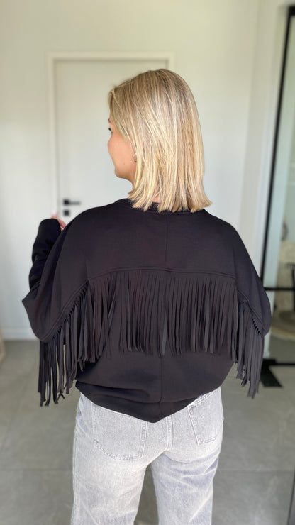Black fringe sweater