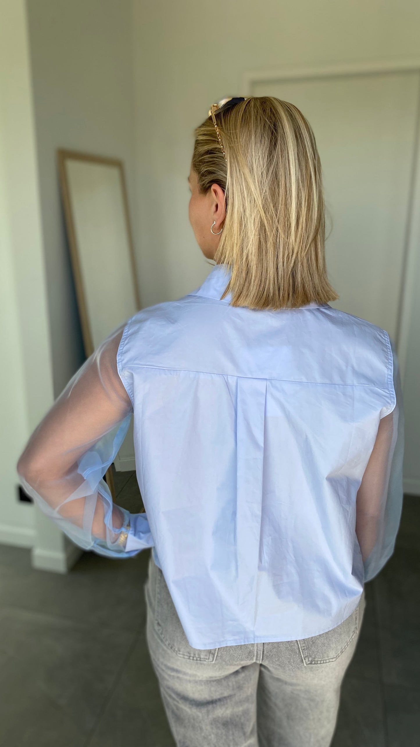 Organza sleeve blouse