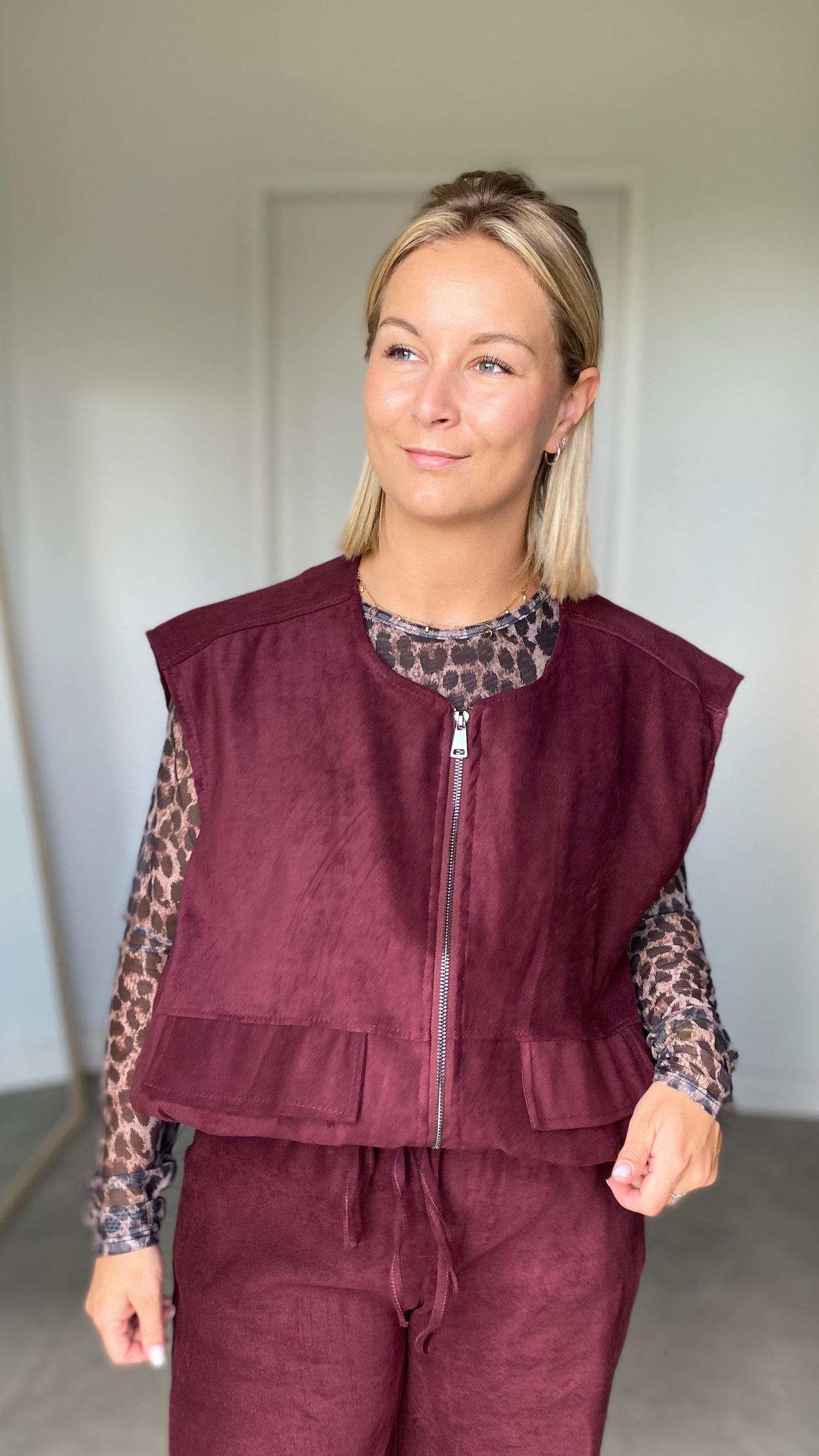 Burgundy daim vest