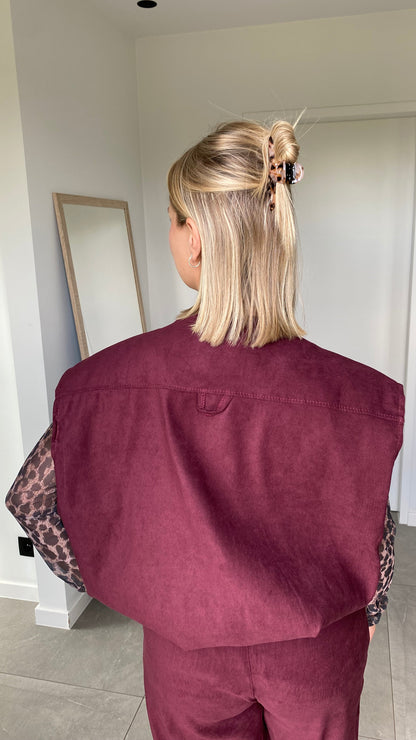 Burgundy daim vest