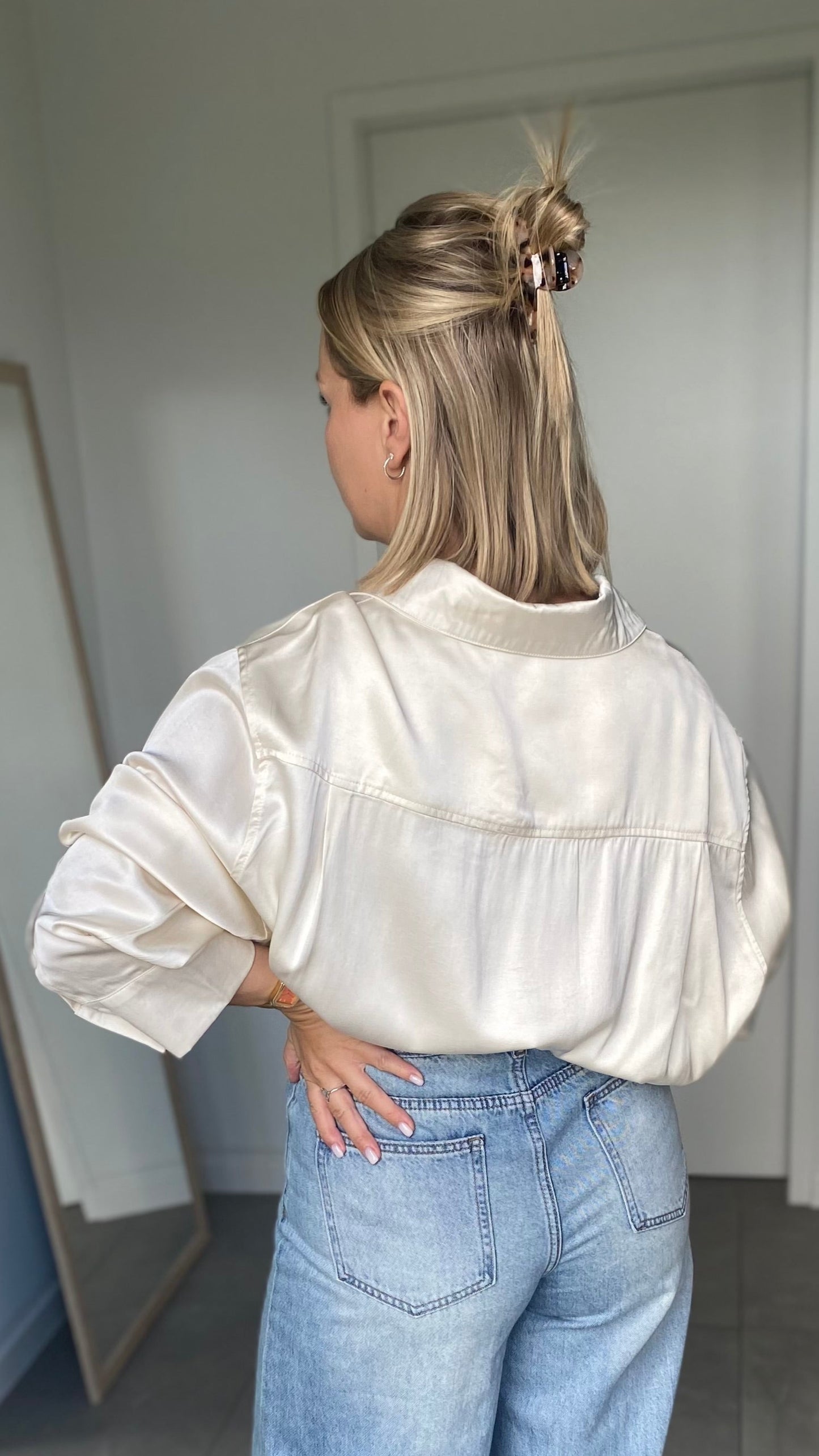Creme satin blouse