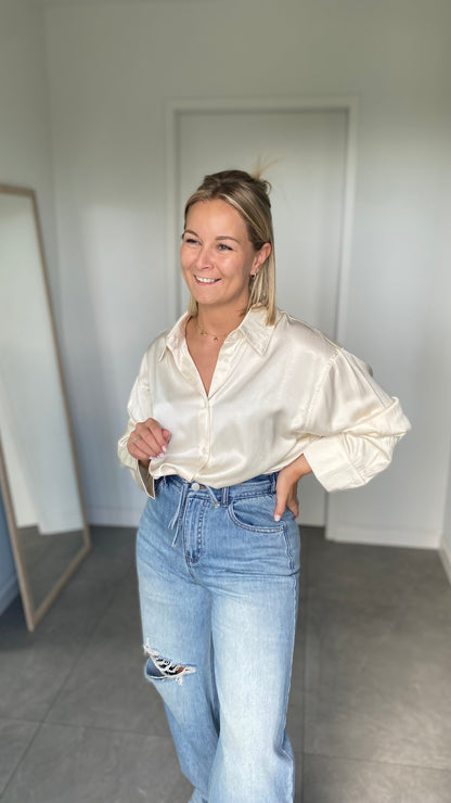 Creme satin blouse