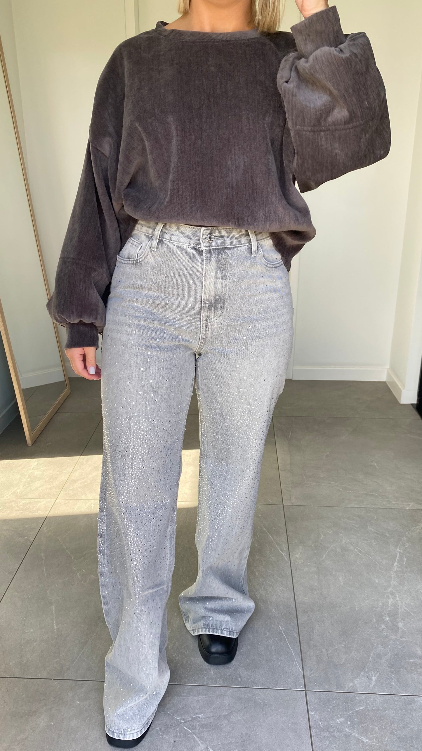 Grey sparkle jeans