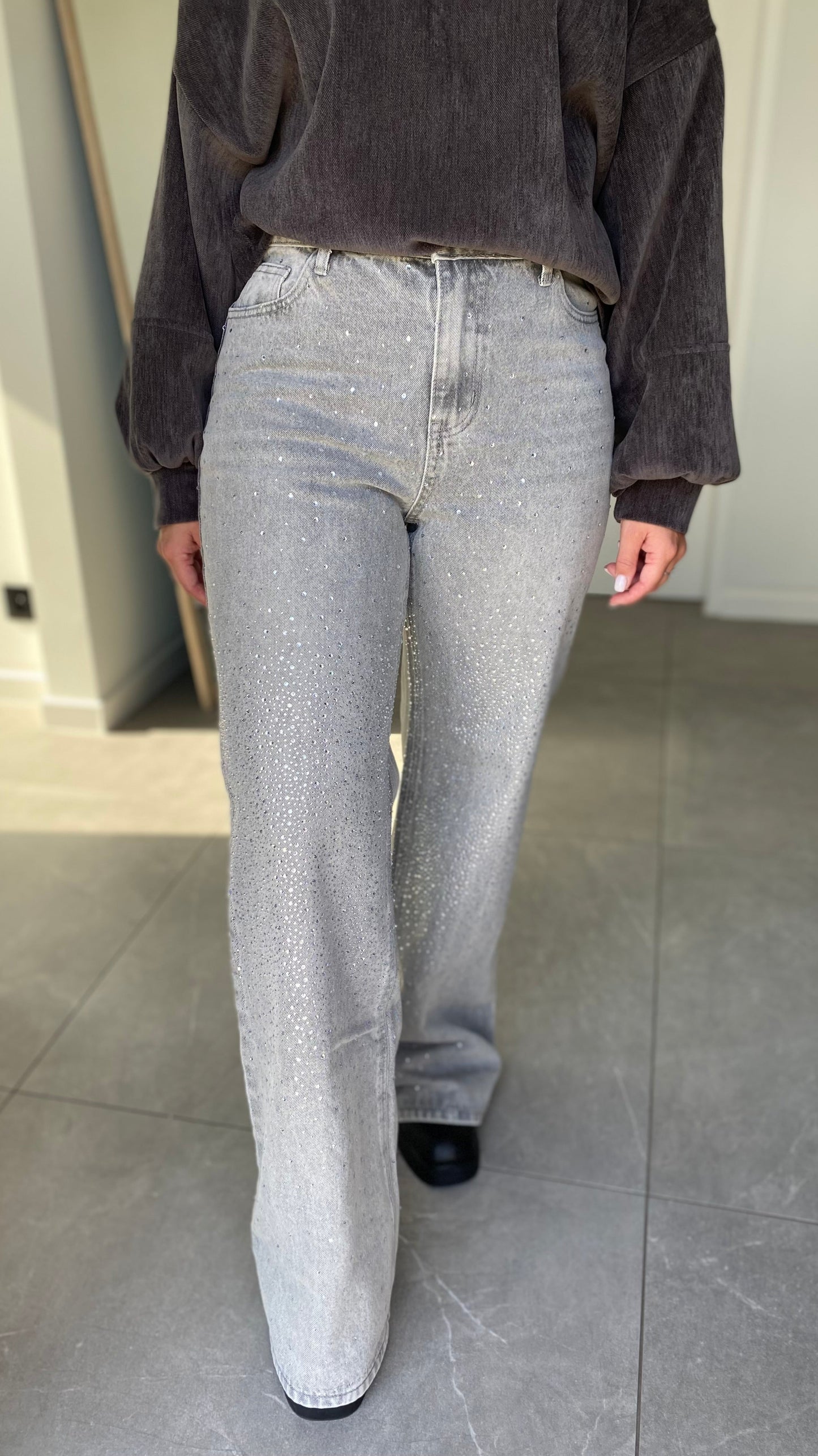 Grey sparkle jeans